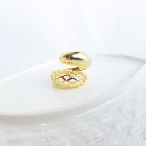 ANEL ARO ABERTO/REGULAVEL 2 GOTAS LISA/VAZADA | BANHADO EM OURO