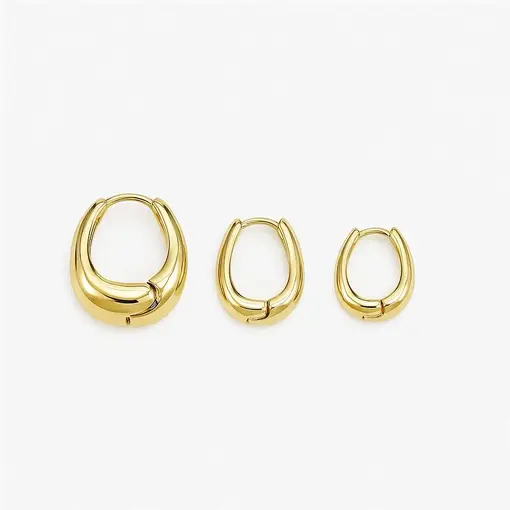 TRIO ARGOLA ARO LISO OVAL | BANHADO EM OURO 18K