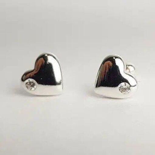 BRINCO CORAÇÃO LISO COM PONTO DE LUZ|8MM|PRATA 925