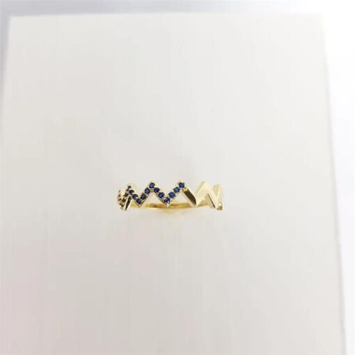 ANEL FRENTE EM ZIG-ZAG METADE CRAV AZUL E LISO