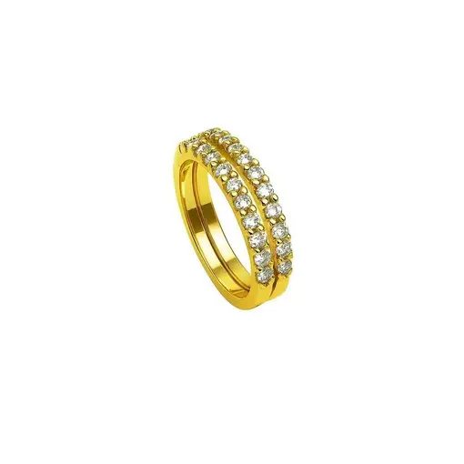 ANEL APARADOR ARO LISO FRENTE CRAVEJADO 2MM | BANHADO EM OURO 18