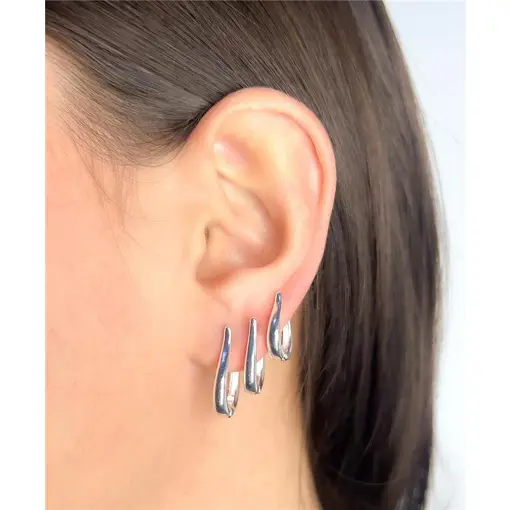 TRIO ARGOLA AFUNILADA  EM GOTA | BANHO DE PRATA