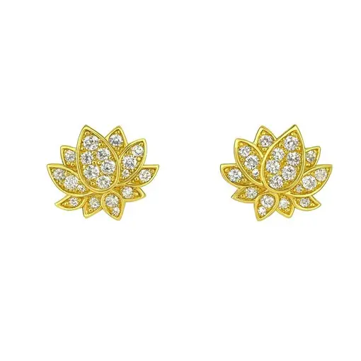 BRINCO FLOR DE LOTUS CRAVEJADA | BANHADO EM OURO 18K