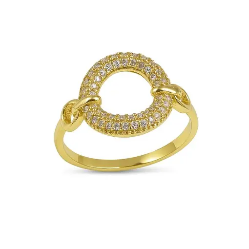 ANEL ARO LISO CENTRO CÍRCULO VAZADO CRAVEJADO LATERAIS VAZADA |