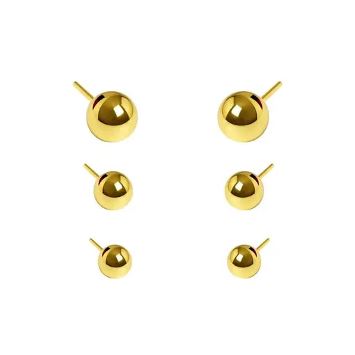 TRIO ESFERA LISA | BANHADO EM OURO 18K
