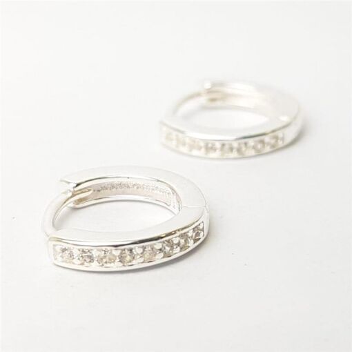 ARGOLA 1,2CM LISA COM FILETE CRAVEJADO |  PRATA 925