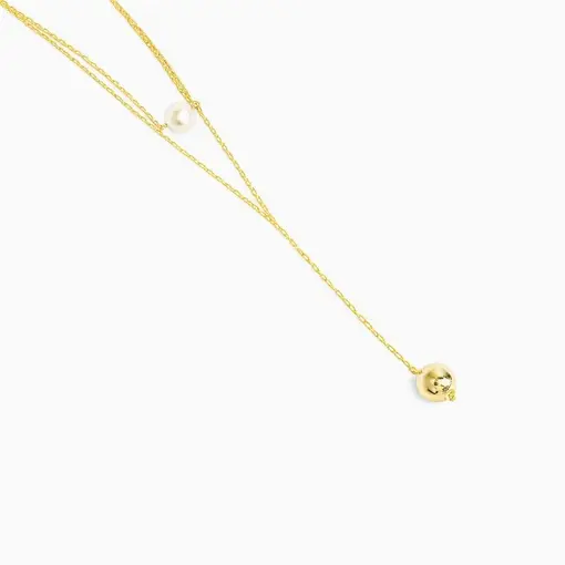 COLAR DUPLO ELO CARTIER / GRAVATINHA  PG PÉROLA /ESFERA LISA PON