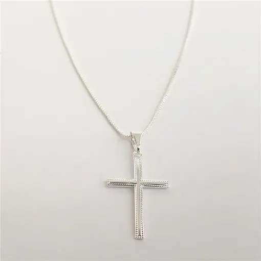 COLAR VENEZIANA PINGENTE CRUZ LISA DETALHES TEXTURIZADO | BANHO