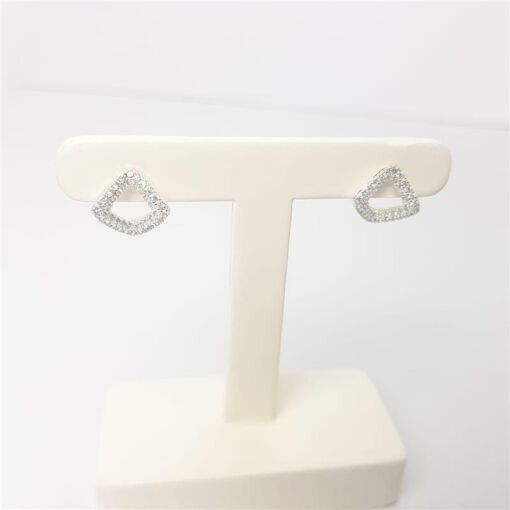 BRINCO 1,2CM QUADRADO ARO TORCIDO CRAVEJADO |  BANHO DE PRATA