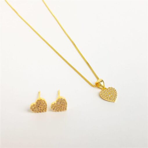 CONJUNTO COLAR VENEZIANA PG CORAÇÃO CRAVEJADO  X BR CORAÇÃO CRAV