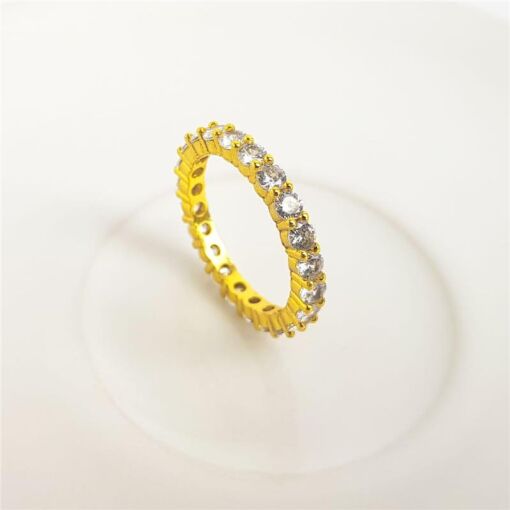 ANEL RIVIEIRA ZIRCÔNIA CRISTAL | BANHADO EM OURO 18K
