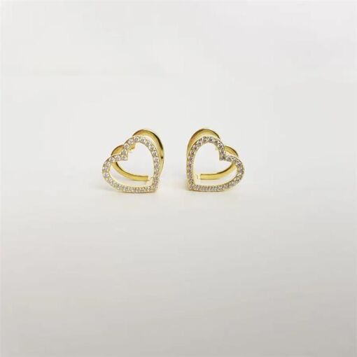 ARGOLA DE CORACAO ATRAS/FRENTE VAZADO E CRAV|1,5CM|BANHADO EM OU