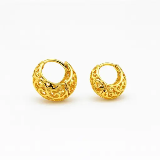 DUPLA ARGOLA BALOADA VAZADA | BANHADO EM OURO 18K