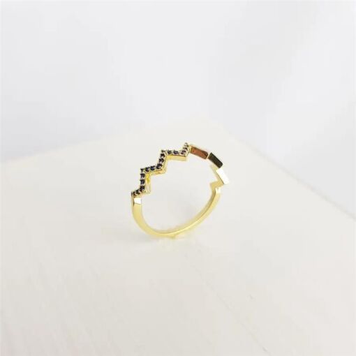 ANEL FRENTE EM ZIG-ZAG METADE CRAV AZUL E LISO