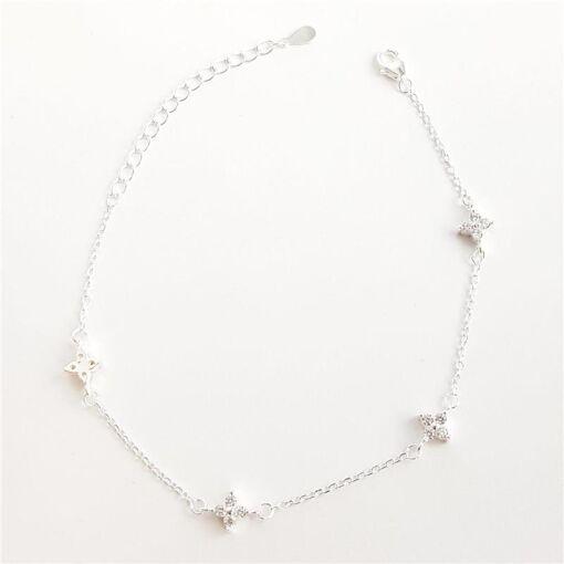 PULSEIRA MINI ELO BAILARINA 4 FLOR CRISTAL| 16+4CM| PRATA 925