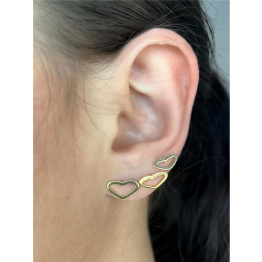 TRIO 8MM X 6MM X 5MM CORAÇÃO LISO VAZADO | BANHADO EM OURO 18K