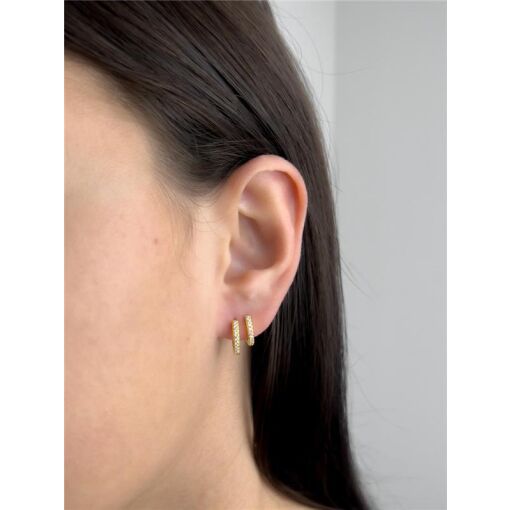 DUPLA ARGOLA CLICK CRAVEJADO 1,3CM X 1,1CM | BANHADO EM OURO 18K