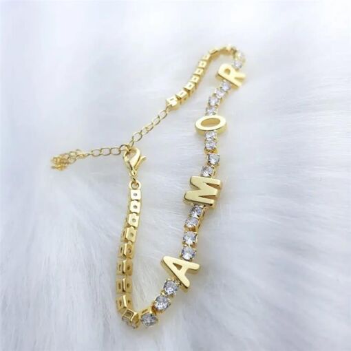 PULSEIRA EM RIVIERA COM PALAVRA AMOR LISO