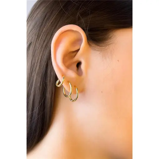 TRIO ARGOLAS LISAS 1MM | BANHADO EM OURO 18K