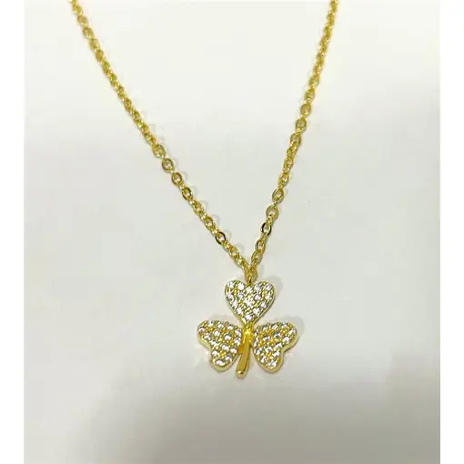 COLAR ELO BAILARINA COM PINGENTE TREVO 3 FOLHAS DA SORTE CRAVEJA