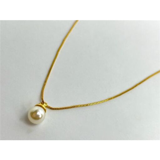 COLAR VENEZIANA PG PÉROLA LISA |  40+5CM | BANHADO EM OURO 18K
