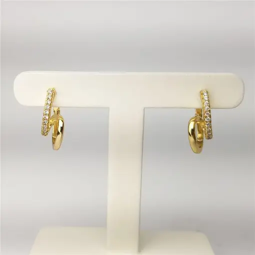 ARGOLA ENTRELAÇADA FRENTE CRAVEJADA/ LISA | BANHADO EM OURO 18K