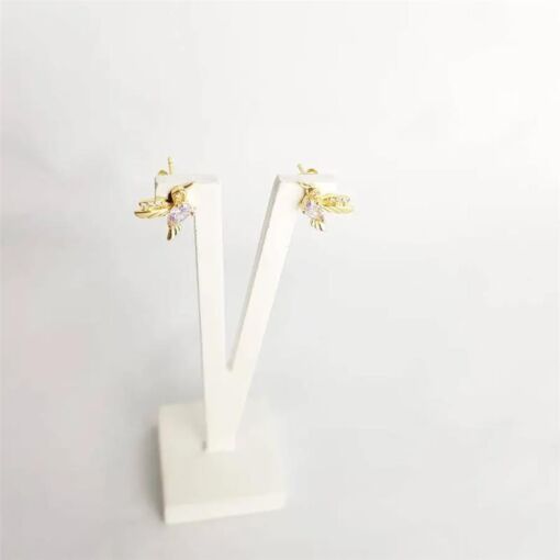 BRINCO  PASSARO LISO/CRAV ZIRC LILAS| 9MM|BANHADO EM OURO 18K