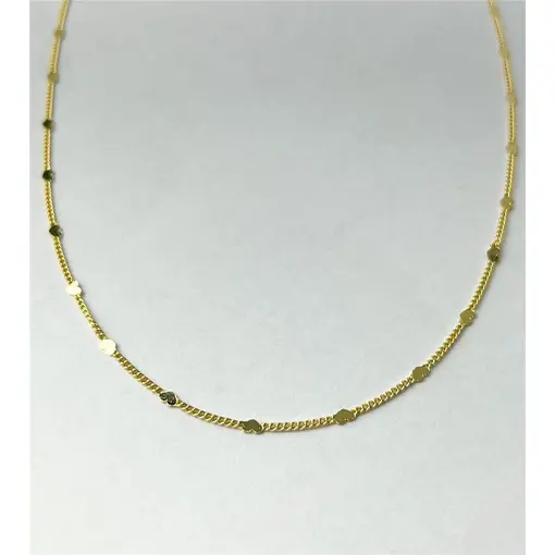 COLAR MINI ELO GRUMET COM CHAPILA LISA CORAÇÃO | BANHADO EM OURO