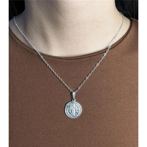 COLAR ELO BAILARINA PINGENTE MEDALHA SÃO BENTO 2CM | BANHO DE PR