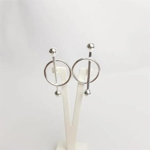 BRINCO 4CM REDONDO FILETE MEIO BOLINHA B.PRATA