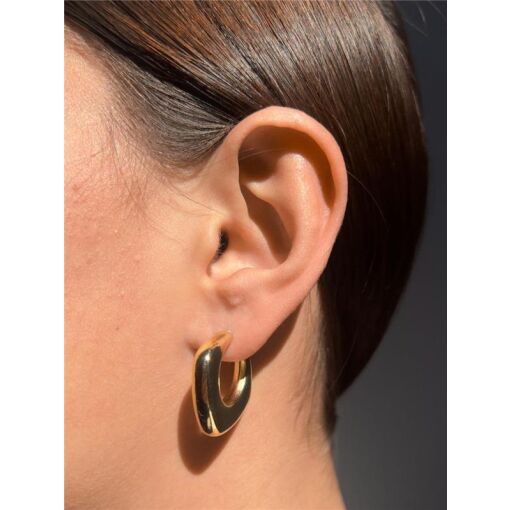 MEIA ARGOLA QUADRADA /ARREDONDADA | BANHADO EM OURO 18K