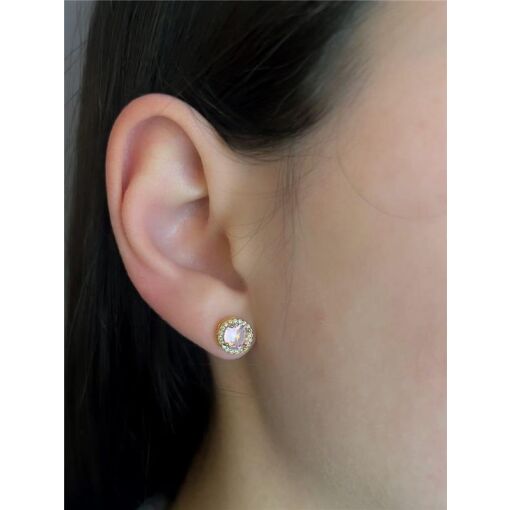 CONJUNTO PEDRA REDONDA 6MM ROSA CRAVEJADA AO REDOR CAIXA ALTA |
