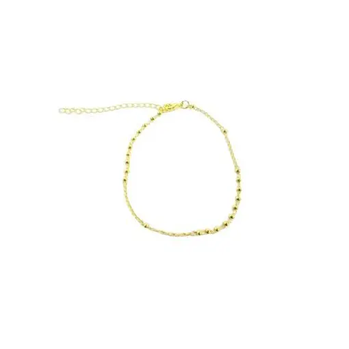 PULSEIRA  ELO GRUME FINO COM MINI ESFERAS LISAS | BANHADO EM OUR