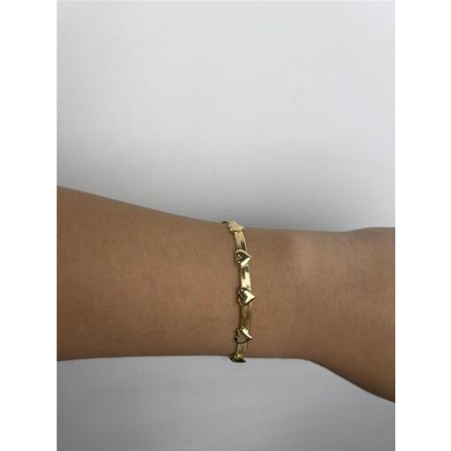PULSEIRA FITA 4MM COM 5 CORAÇÕES  LISOS  | BANHADO EM OURO 18K