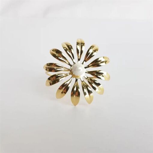 BRACELETE MAXIMALISTA FLOR LISA 5,7CM PEROLA MEIO