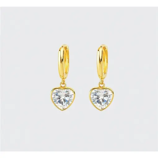 ARGOLA LISA PG CRISTAL CORAÇÃO 9MM | BANHADO EM OURO 18K