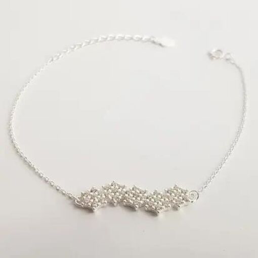 PULSEIRA  MINI ELO  PG 5 FLORES CRAV|16+5 CM| PRATA.925