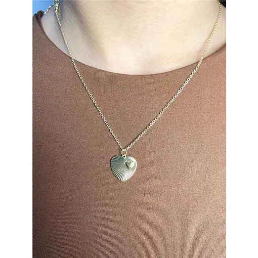 COLAR ELO BAILARINA PINGENTE PLACA CORAÇÃO TEXTURIZADO EM LINHAS