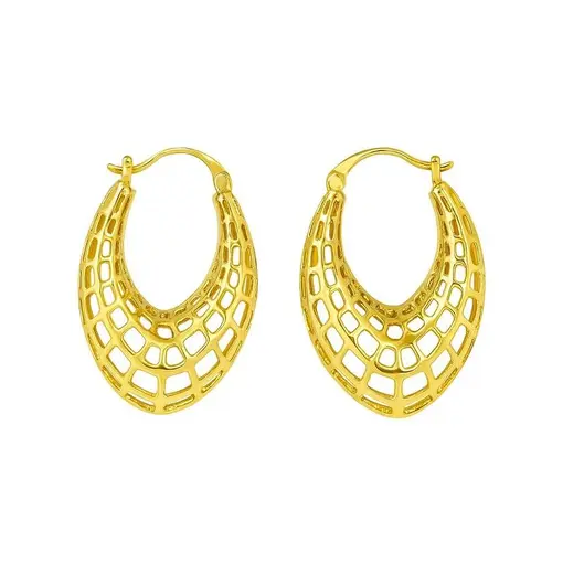 ARGOLA 3,5CM VAZADA EM QUADRADOS FECHO ITALIANO | BANHADO EM OUR