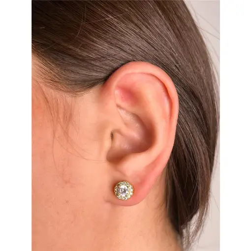 BRINCO CENTRO EM ZIRCÔNIA CRISTAL REDOR CRAVEJADO | BANHADO EM O