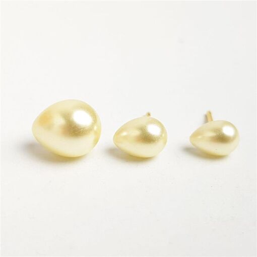 TRIO 9X7X6,5MM PÉROLA EM GOTA LISA | BANHADO EM OURO 18K
