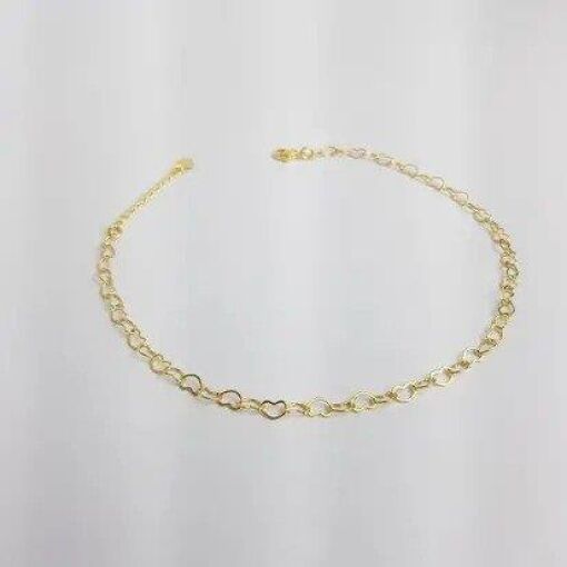 TORNOZELEIRA  ELO CORACOES VAZ DOURADO|22+4CM|BANHADO EM OURO 18