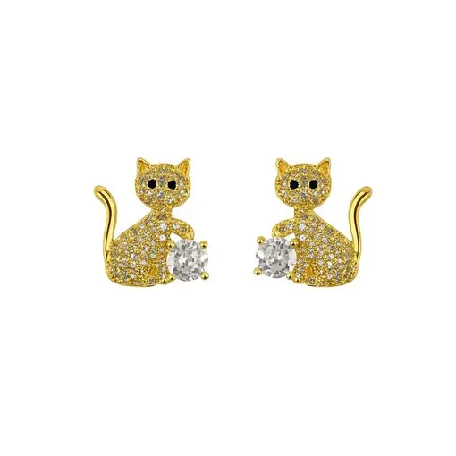 BRINCO GATO CRAVEJADO COM CRISTAL REDONDO 4 GARRINHAS | BANHADO