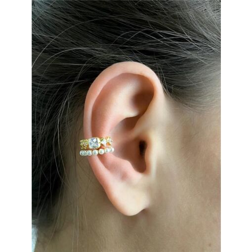 PIERCING DUAS FILEIRAS- CRAVEJADO CRISTAL/PÉROLA | BANHADO EM OU