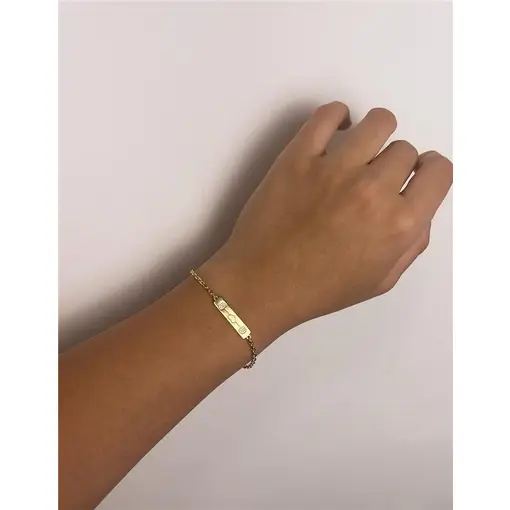 PULSEIRA ELO BAIALARINA GROSSO CENTRO PLACA RETANGULAR LISA COM