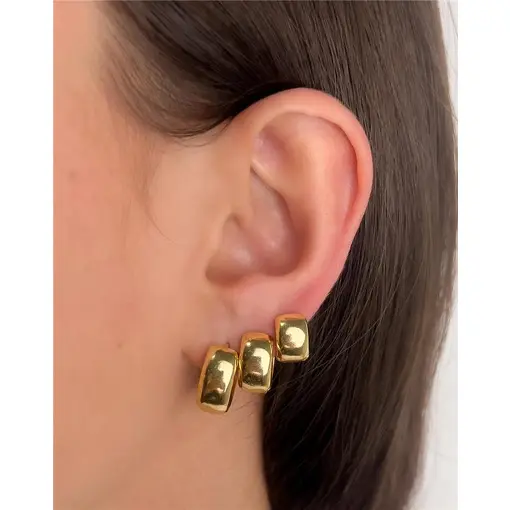 TRIO ARGOLA LISA 7MM | BANHADO EM OURO 18K