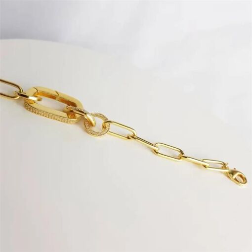 PULSEIRA ELOS LISOS E ELOS DIVERSOS CRAV|19,5CM|BANHADO EM OURO