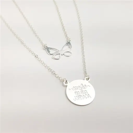 ESCAPULÁRIO ELO BAILARINA PLACAS BORBOLETA VAZADA E ARREDONDADA