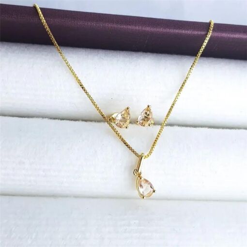 CONJUNTO PEDRA GOTA 7MM CHAMPAGNE CAIXARIA ALTA