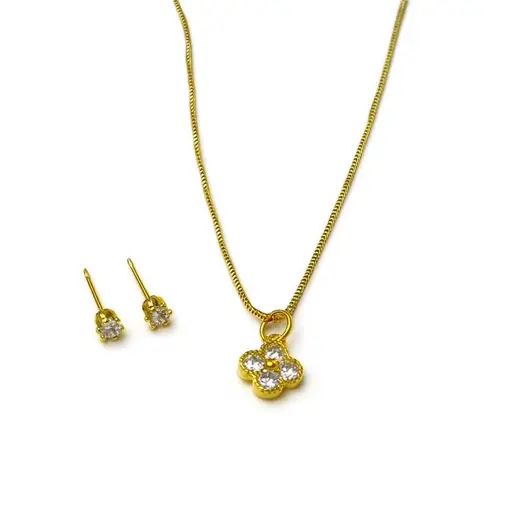 CONJUNTO COLAR VENEZIANA PG TREVO CRISTAL BRINCO PONTO DE LUZ |